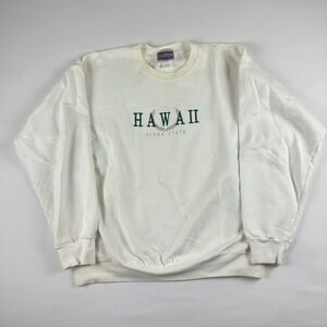 Vintage Hanes Hawaii‎ Aloha State Embroidered Crewneck Sweatshirt Adult Large